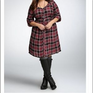 Torrid red black plaid shirt dress 1 14/16